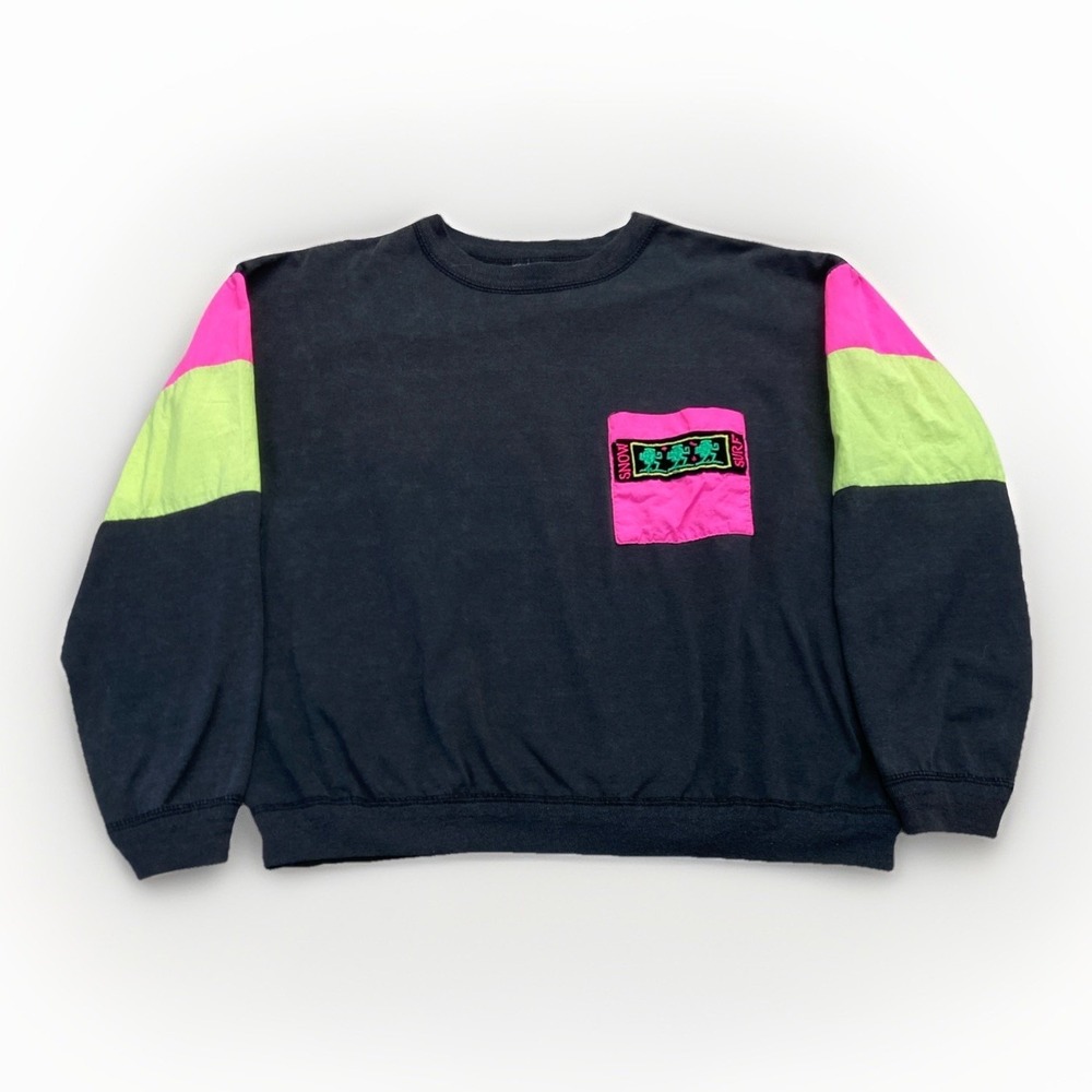 Vintage Ms. JIK Sweatshirt Womens L Pullover Colorblock Snow Surf Ski Retro 80s